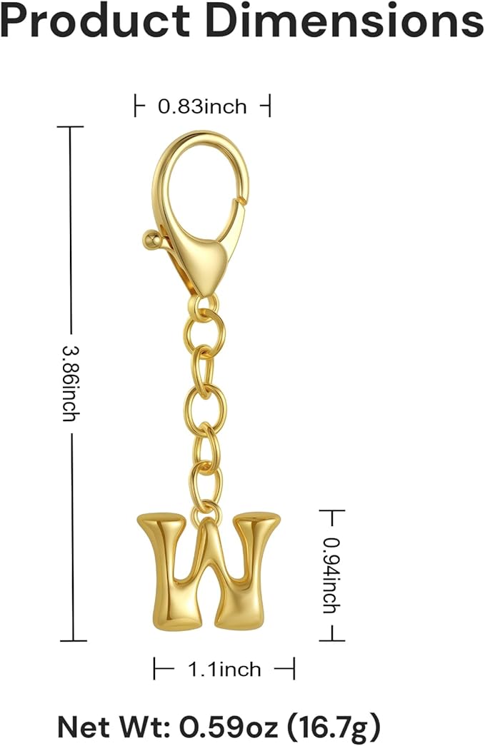Bubble Gold Letter Bag Charms for Women, Cute Initial Keychain for Handbags, Purse Charms Birthday Christmas Gifts