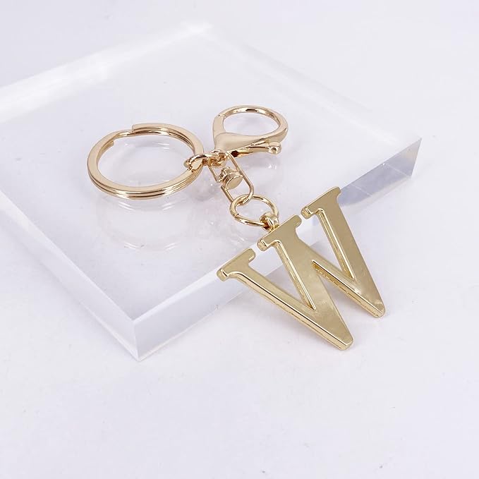 LAXPICOL Gold Letter A-Z Keychain for Women Bag Charms Purse Charms For Handbags Metal Alphabet Initial Letter Keychain