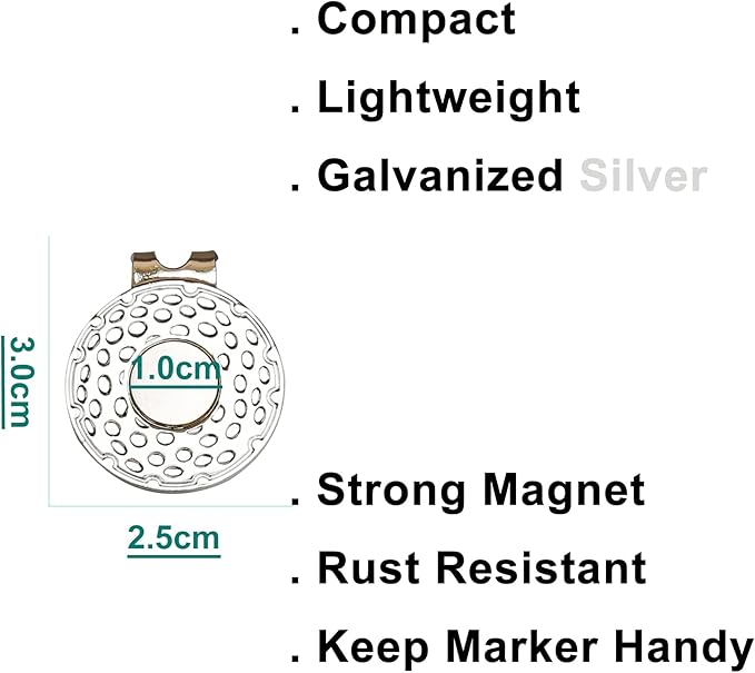 Magnetic Golf Hat Clips 5 10 PCS Ball Marker Holders for Golf Gloves Hats Bags Caps Visor Belt (Silver)