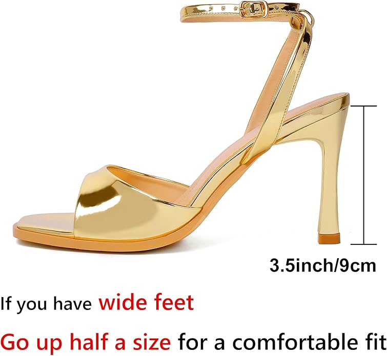 Mostrin Strappy Heels for Women Square Open Toe Lace Up Heeled Sandals Ankle Strap Sexy Stiletto High Heels for Party, Prom, Dating, Wedding