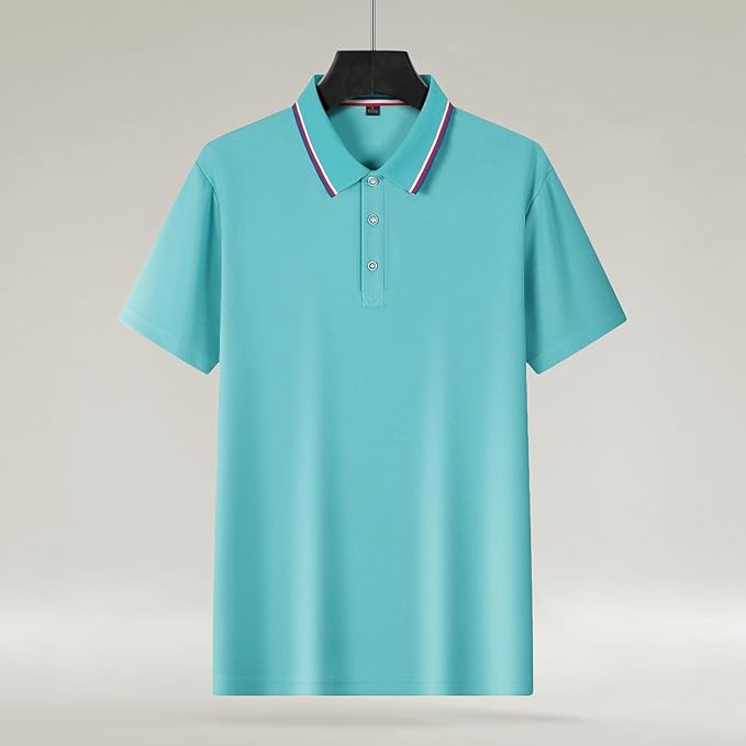 Polo Shirts for Men Dressy Casual Button Collared Golf T Shirt Classic Solid Color Business Summer Blouses