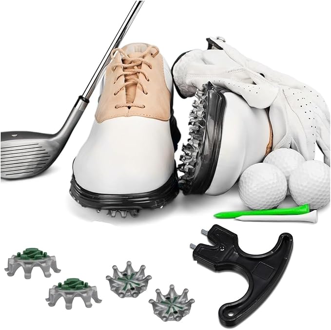 Golf Spikes Replacement 50Pcs Cleats with Wrench, Compatible with Foot Joy & Most Golf Shoes