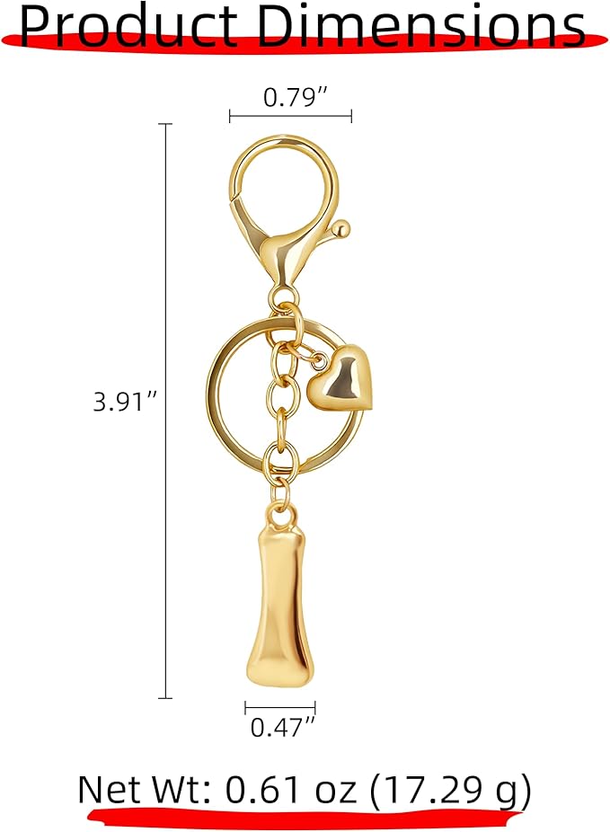 Gold Bubble Heart, Cherry, Bow & More Designs Letter Initial Keychain Bag Charms – Cute Purse Charms for Handbags