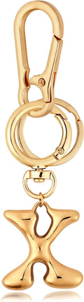 Gold Bubble Heart, Cherry, Bow & More Designs Letter Initial Keychain Bag Charms – Cute Purse Charms for Handbags