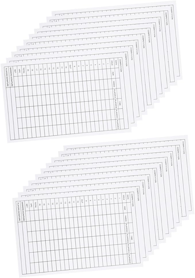 Golf Score Cards Portable Coated Double-Sided Score Sheets for Easy Golf Tracking Essential Course Accessory