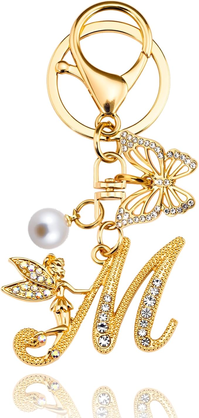 Initial Keychain Bag Charm Women Purse Charms for Handbags Accessories Charm for Wallet Butterfly Pendant for Girls