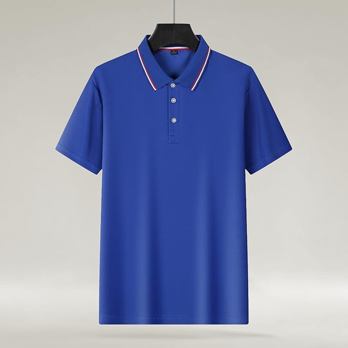 Polo Shirts for Men Dressy Casual Button Collared Golf T Shirt Classic Solid Color Business Summer Blouses