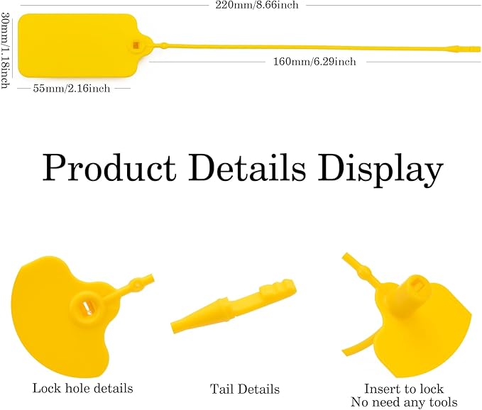 100pcs Luggage Tags Plastic Seals Shipping Label Logistics Sign Tie Bag Tag, Sealing Storage Multi Purpose Name ID Tag with Marker for Suitcases, Backpack, Schoolbag, Car Key (Yellow)