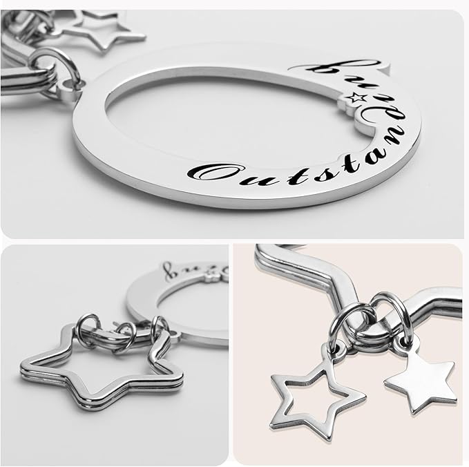 Qunrwe Stainless Steel Initial Letter A-Z Keychain,Inspirational Gifts for Women Men Friends Daughter Son Sister Dad Mom