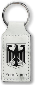 LaserGram Rectangle Keychain, Coat of Arms Germany, Personalized Engraving Included (White Marble)