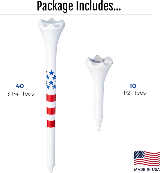 NorthPointe Golf Tees Plastic Combo Length Pack of 50 Includes (40 Count) 3 ¼” Plastic Golf Tees + (10 Count) 1½ Plastic ShortTees for Irons, Hybrids, Par Threes