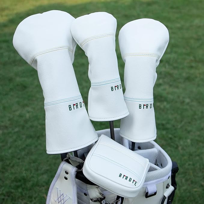 Golf Headcovers Elegant Embroidery Premium Leather Birdie Golf Driver Cover Fairway Hybrid Cover Blade Putter Cover Golf Mallet Putter Cover for OZ1 MEZZ 1 MEZZ1 MAX Putter