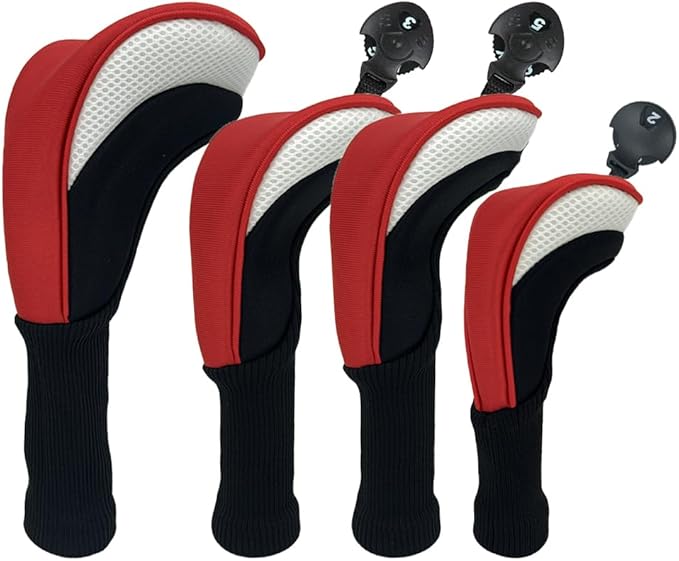 Golf Head Covers for Fairway Woods Driver Hybrids 5 Pieces Nylon Mesh Sports Fan Golf Club Headcovers-Golf Accessories for Men Women.