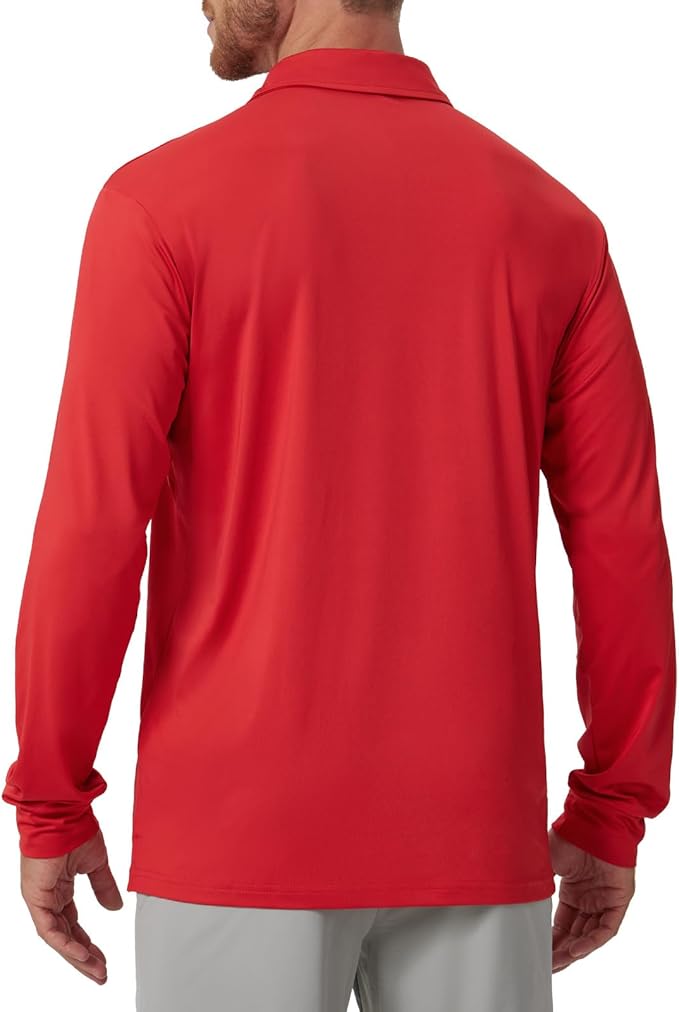 NAVISKIN Men's Polo Shirts Long Sleeve Golf Shirts with Collar UPF 50 SPF Shirt for Men Quick Dry Moisture Wicking