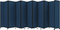 Versare Room Divider 360 Portable Wall Partition | Folding Panels | Large Freestanding Divider | Locking Wheels | Temporary Room Separator | 25' x 7'6'', Navy Blue