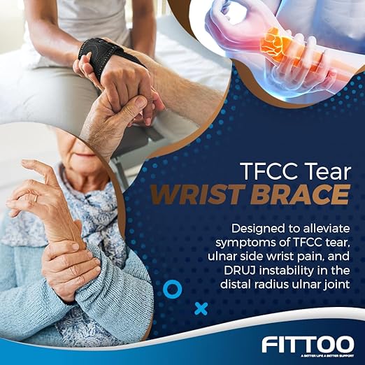 FITTOO Wrist Brace for TFCC Tears, Real Copper Infused TFCC Wrist Brace with Ring Pad for TFCC Tears, Ulnar Sided Wrist Pain, DRUJ Instability, Universal Size for Men & Women Left-L