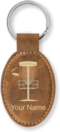 LaserGram Oval Keychain, Disc Golf, Personalized Engraving Included