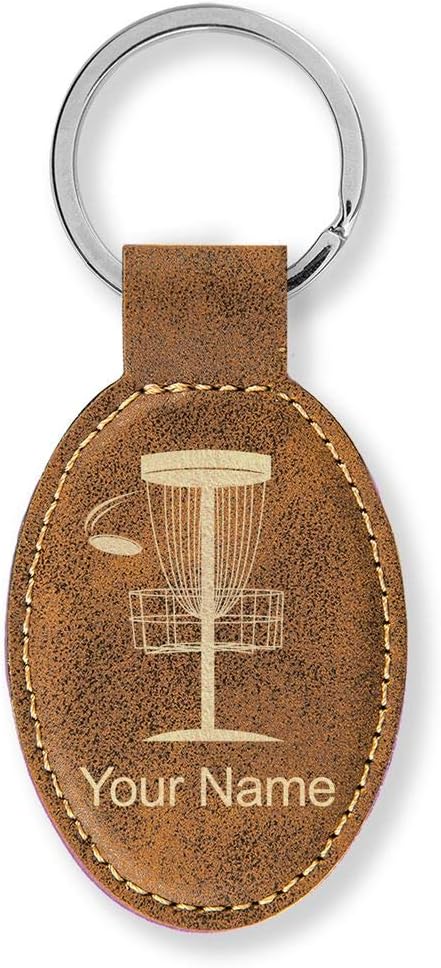 LaserGram Oval Keychain, Disc Golf, Personalized Engraving Included