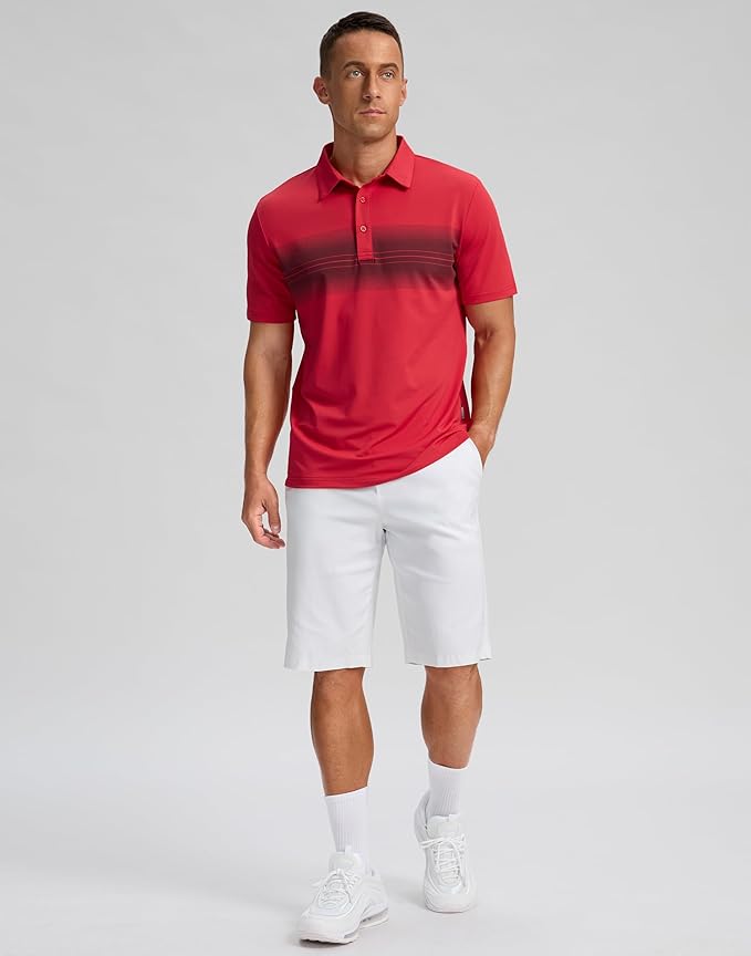 Men's Golf Shirts Dry Fit Moisture Wicking Performance Short Sleeve Collared Polo Shirts for Casual Athletic Business