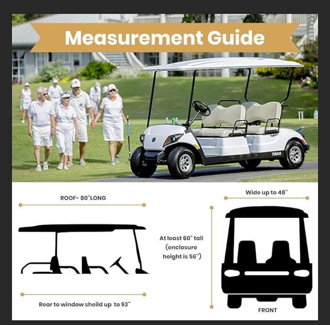 Leader Accessories Deluxe 4-Person Golf Cart Cover Storage Driving Enclosure Fit EZ Go, Club Car, Yamaha Cart