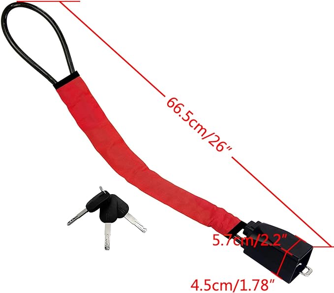 KAYCENTOP Car Steering Wheel Lock, Seat Belt Lock, Anti-Theft Device, Max 17 Inch Length, Small and Light-Weight, Multi-Functional, Fit Most Vehicle, SUV, Golf Cart Security (Red)