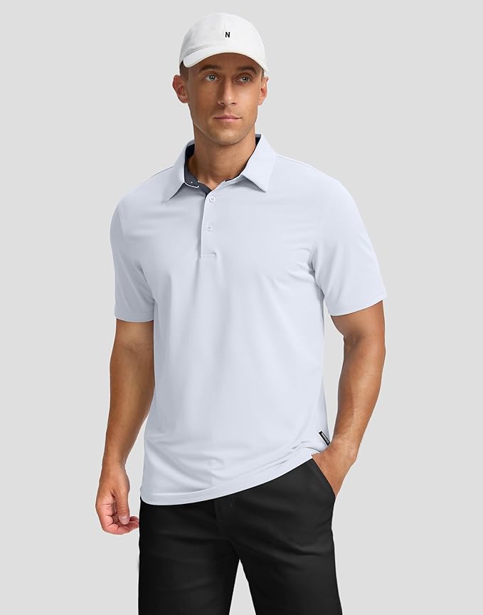 Men's Golf Shirts Dry Fit Moisture Wicking Performance Short Sleeve Collared Polo Shirts for Casual Athletic Business