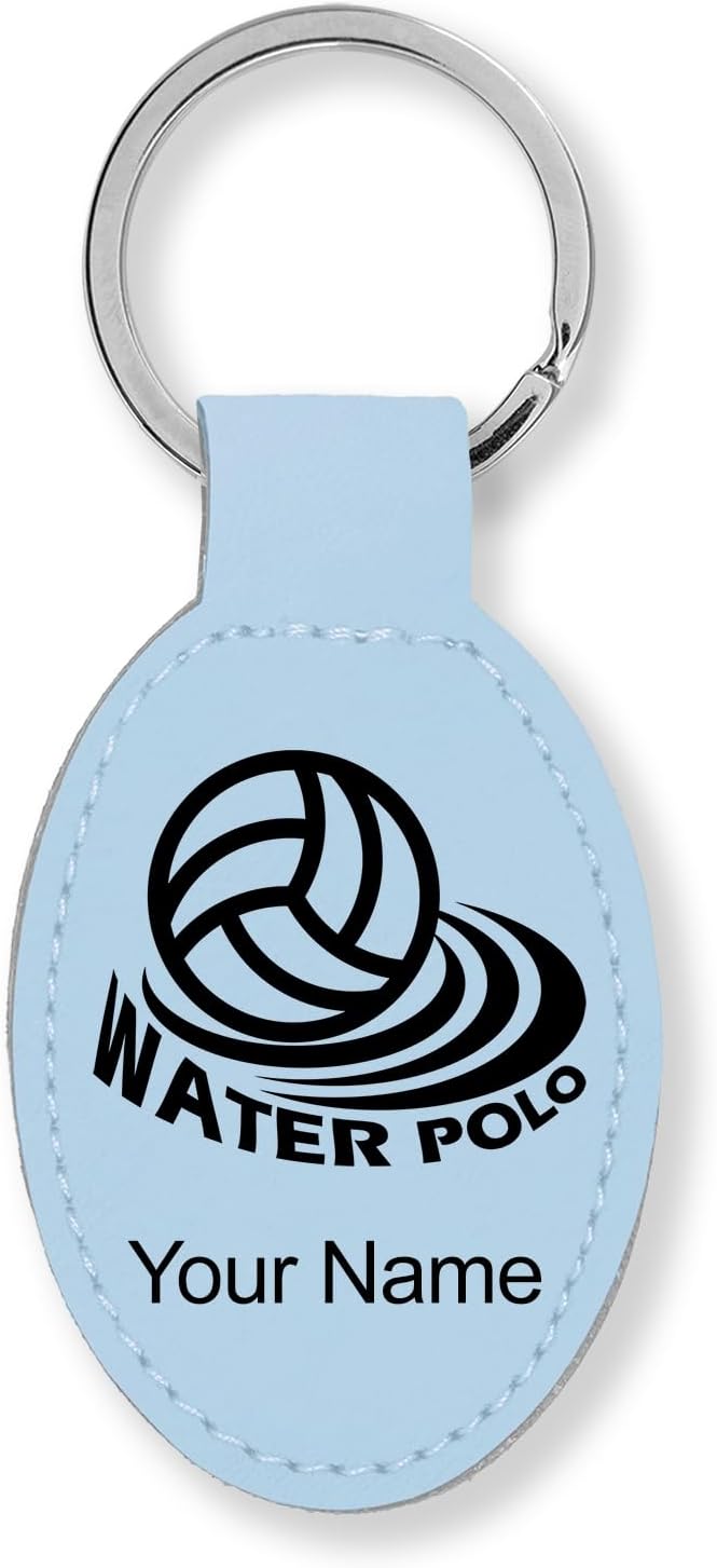 LaserGram Oval Keychain, Water Polo, Personalized Engraving Included