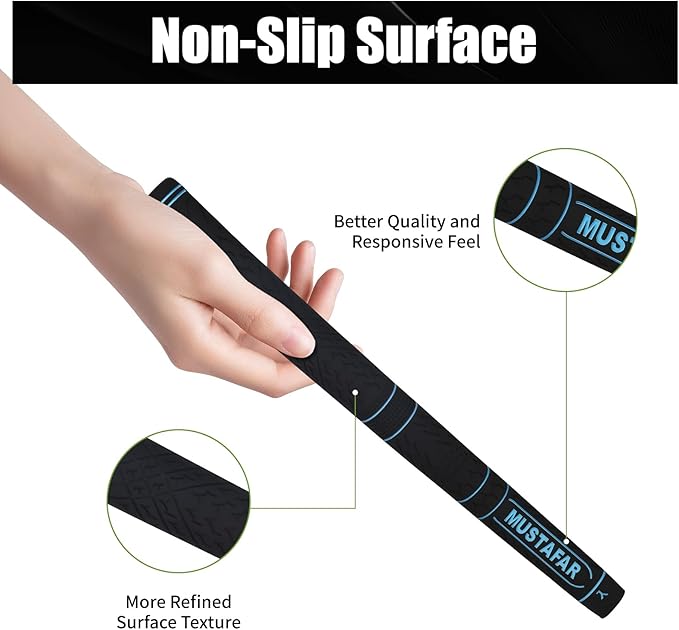 MUSTAFAR Premium Rubber Midsize Golf Grips 13 Pack -Enhanced Traction and Comfortable,Durable Golf Club Grips 4 colors Available