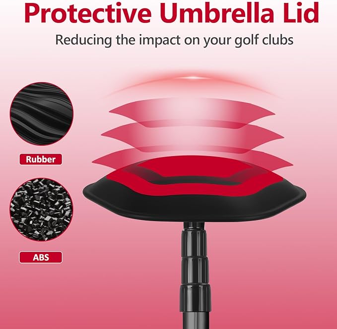 Golf Travel Bag Support Pole,Golf Clubs Protector Travel Bag Support Rod Anti-Impact Umbrella Cover Height Adjustable Golf Bag Accessories,Red