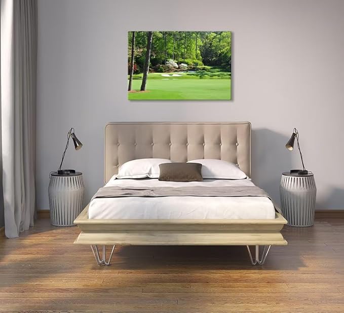Augusta National Golf Club 12th Hole Wall Art for Living Room Bedroom Bathroom Home Decorations Golf Art Augusta Golf Course Poster Prints Golf Art Framed Ready to Hang(12''H x 16''W)