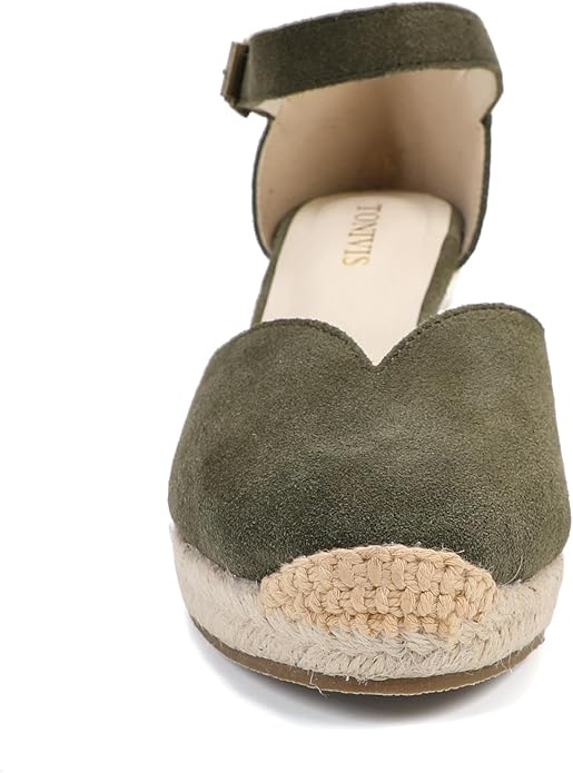Platform Wedges Sandals for Women, 3" Wedge, Ankle-Strap, Cap Toe, Summer Espadrilles Heel Shoes