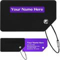 Personalized Luggage Tags for Suitcases, Custom Metal Luggage Tag for Bag with Silicone Sleeves, Durable Travel Tags, Laser Engrave Name Text, Gift for Travelers, 3.5x2 Inches (Black)