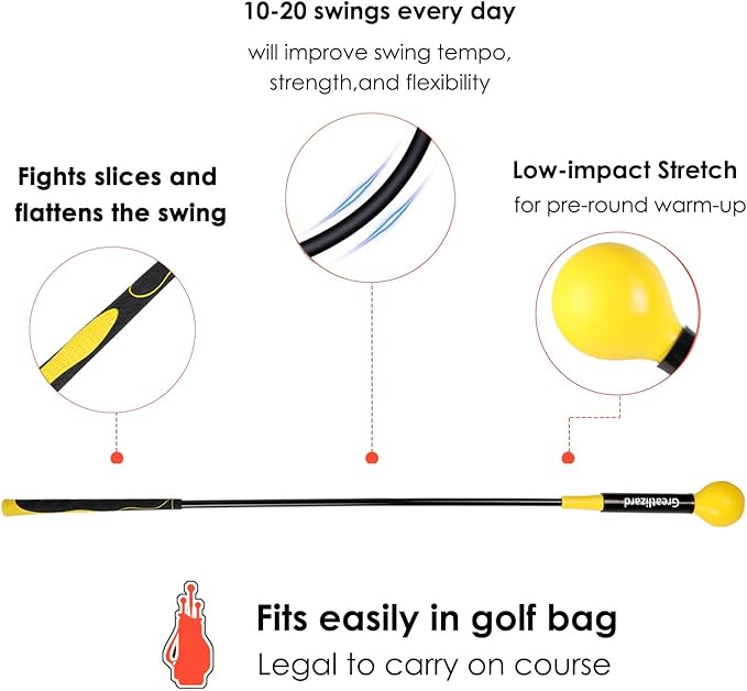 Golf Swing Trainer Aid 48"/40" Warm-Up Stick for Strength Flexibility Tempo Training Golf Practice Aid with Weighted Head Swing Corrector for Men Women