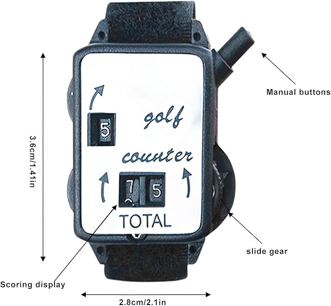 Handheld Golf Score Counter - Manual Golf Shot Counter, Wristband Strokes Score Keeper | Counting Device Clicker Band, Handheld Tally Watch Scorer for Sports Games