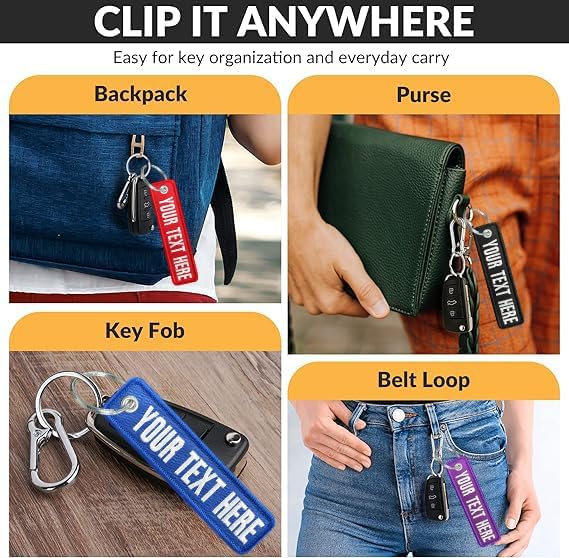 silkmilk Personalized Keychains, Customized Embroidered Key Tags, Luggage Tags, Key Ring Accessories, Gifts for Men & Women