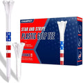 CHAMPKEY 5-Prong Plastic Golf Tees 120 Pack - Star and Stripe Marking System Golf Plastic Tees - Includes 100 Pcs 3-1/4" and 20 Pcs 1-1/2" Plastic GLF Tees