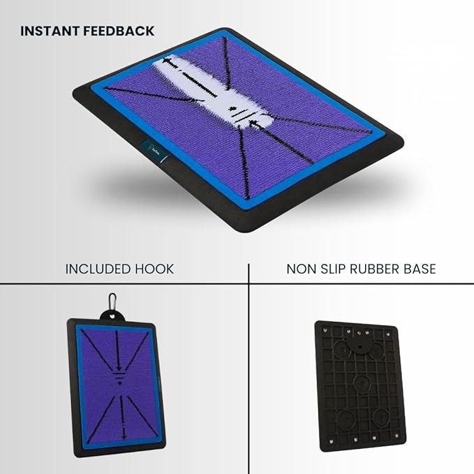 TeeTime Golf Practice Mat - Patent Pending - Instant Swing Path Feedback - Indoor-Outdoor with Carry Clip
