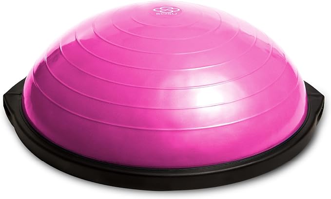 Bosu Balance Ball Exercise Trainer, Home Gym Equipment w/ Guided Workouts & Pump, 26", Blue - Inflatable Fitness Platform for Strength Training, Standing, Balancing, and Core Workout