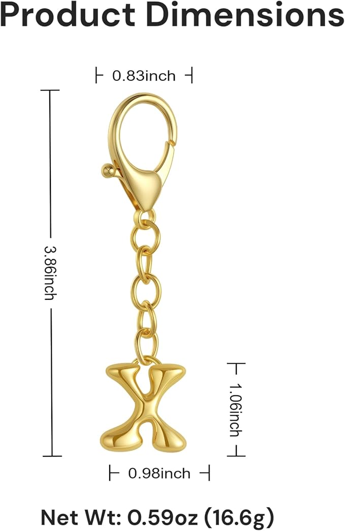 Bubble Gold Letter Bag Charms for Women, Cute Initial Keychain for Handbags, Purse Charms Birthday Christmas Gifts