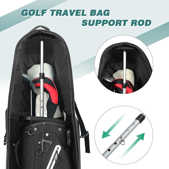 Golf Travel Bag Support Pole, Golf Travel Cover Protection System