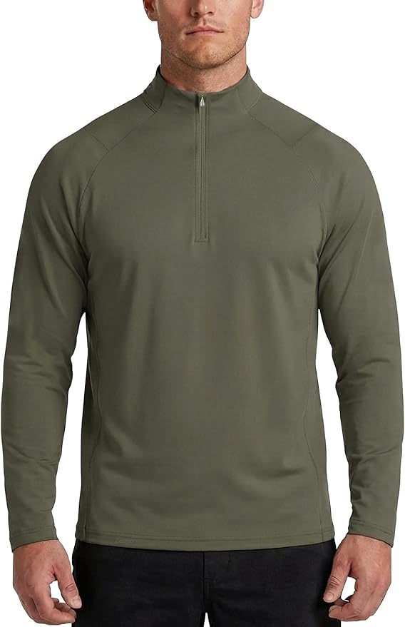 Zengjo Mens Quarter Zip Athletic Pullover Mid-Weight 1/4-Zip Running Workout Shirt Moisture Wicking