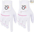 FINGER TEN Womens Ladies Golf Gloves Pair Both Hand or 2 Pack Left Right Hand, All Weather Grip & Comfortable Glove for Serious Performance, Stylish Pink White Fit S M L XL
