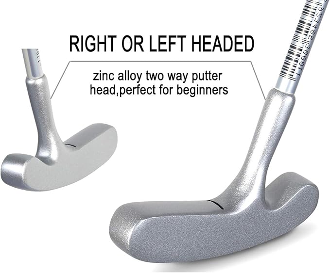 Two Way Junior Golf Putter Stainless Steel Kids Putter Both Left and Right Handed Easily Use 3 Sizes to Choose Freely for Kids Ages 3-5 6-8 9-12