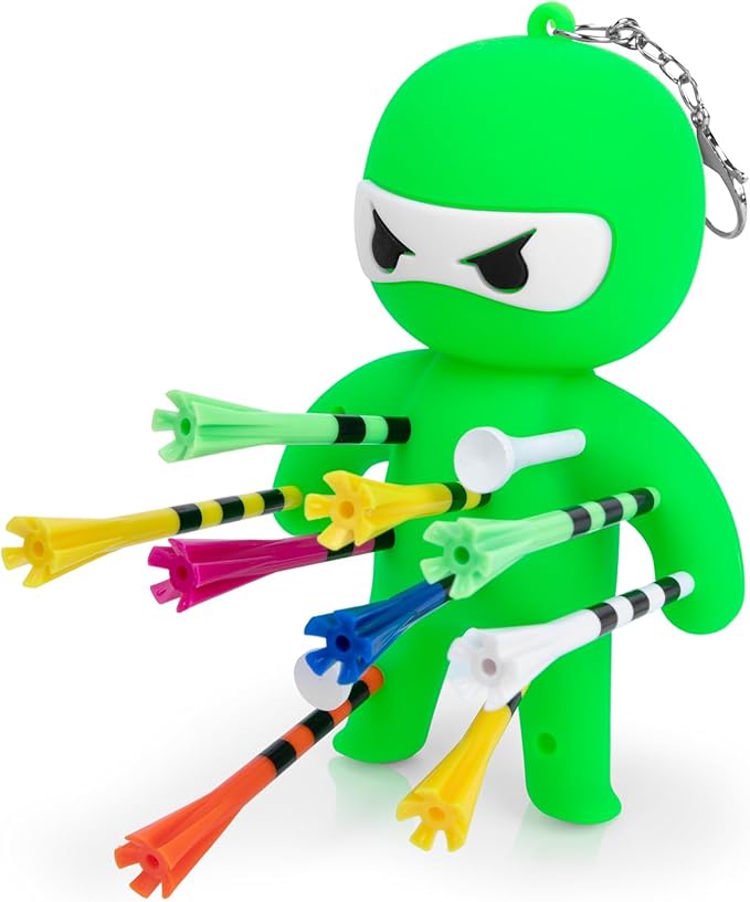 Golf Tee Holder, Ninja Portable Funny Golf Tees Holder Keychain Golf Gift Golf Accessories for Men & Women