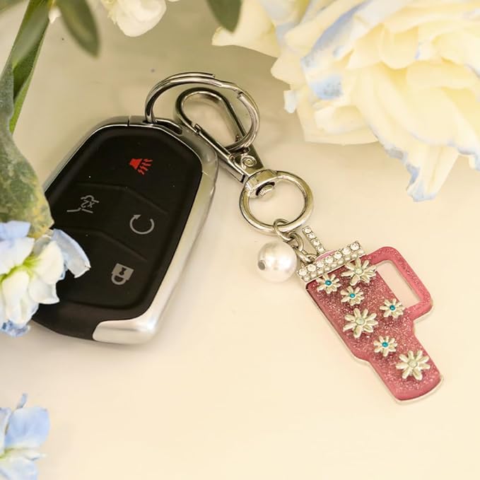 Madison Tyler Western Cowboy Boots Cherry Bow Bubble Tea Strawberry Cute Keychain | Bag Charms for Handbags Purse Charms