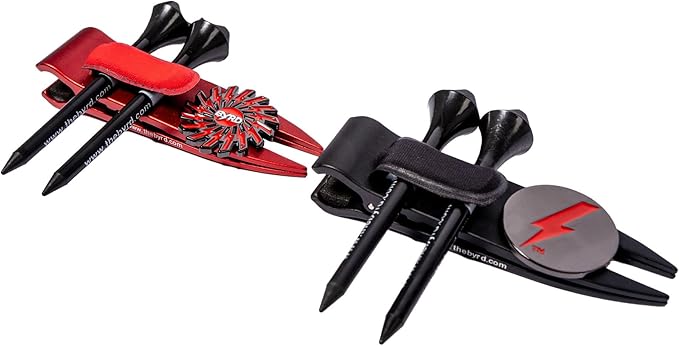 The BYRD Divot Clyp Golf Multitool - Divot Tool & Clip | Organizes Your Tees, Ball Marker & Divot Tool all in One | Essential Golf Gear for Focused Rounds | Golf Accessories for Men (Red)