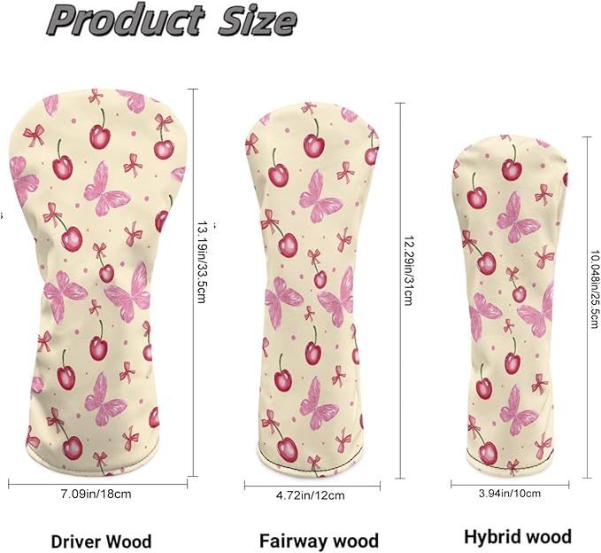 Golf Club Head Covers for Club Protective, Waterproof PU Leather Driver Fairway Wood Hybrid Head Cover