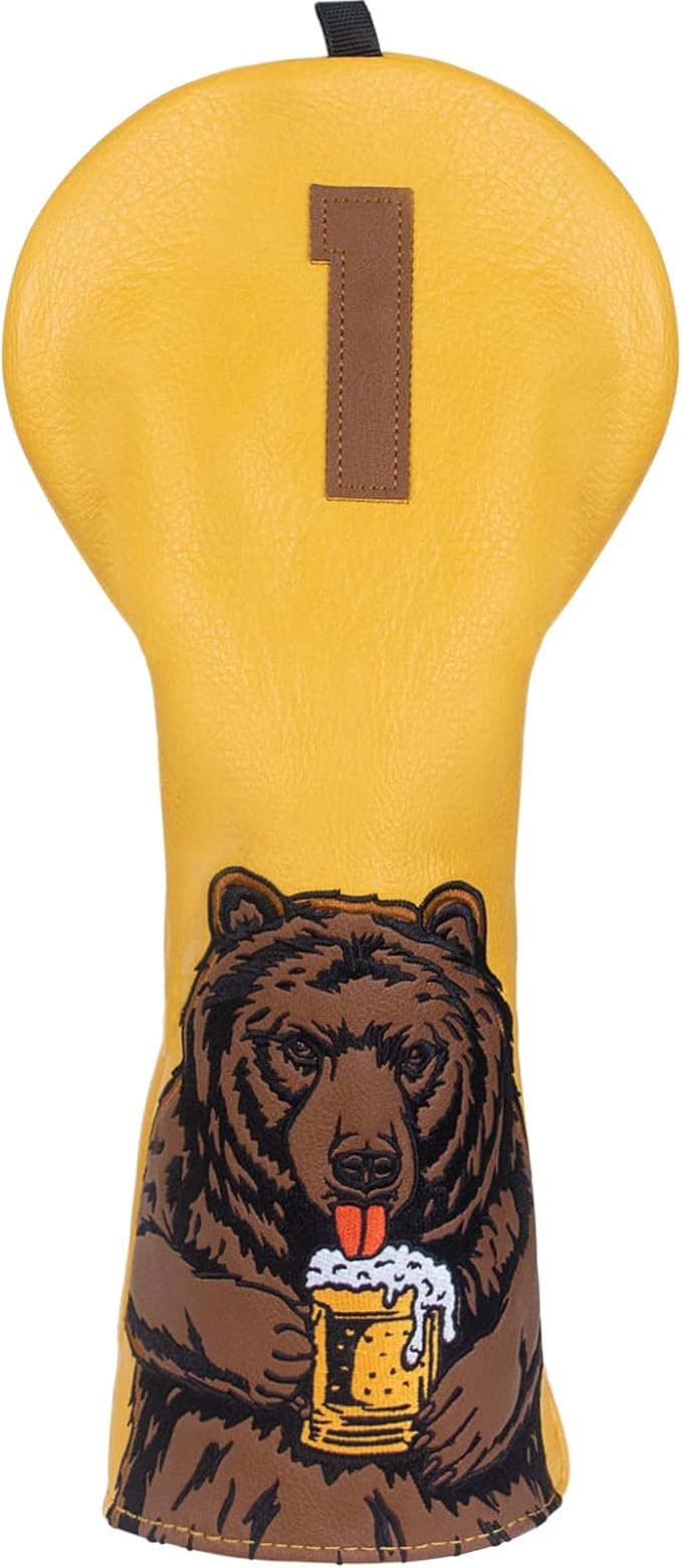 Golf Club Head Cover Golf Head Cover Driver Headcover Fairway Wood Headcover Hybrid Club Head Cover Golf Blade Mallet Putter Cover Beer Bear