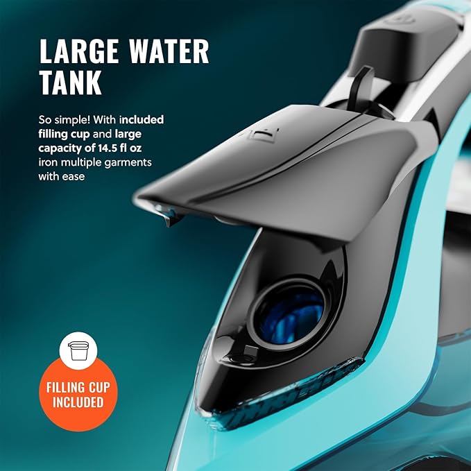 PurSteam SteamTech Elite 1750W Steam Iron, Digital Temp Control & LED Display, Ceramic Soleplate, Adjustable Steam, Self-Clean, Anti-Calc, Anti-Drip, Auto Shut-Off