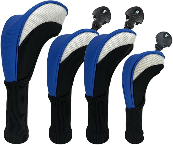 Golf Head Covers for Fairway Woods Driver Hybrids 5 Pieces Nylon Mesh Sports Fan Golf Club Headcovers-Golf Accessories for Men Women.